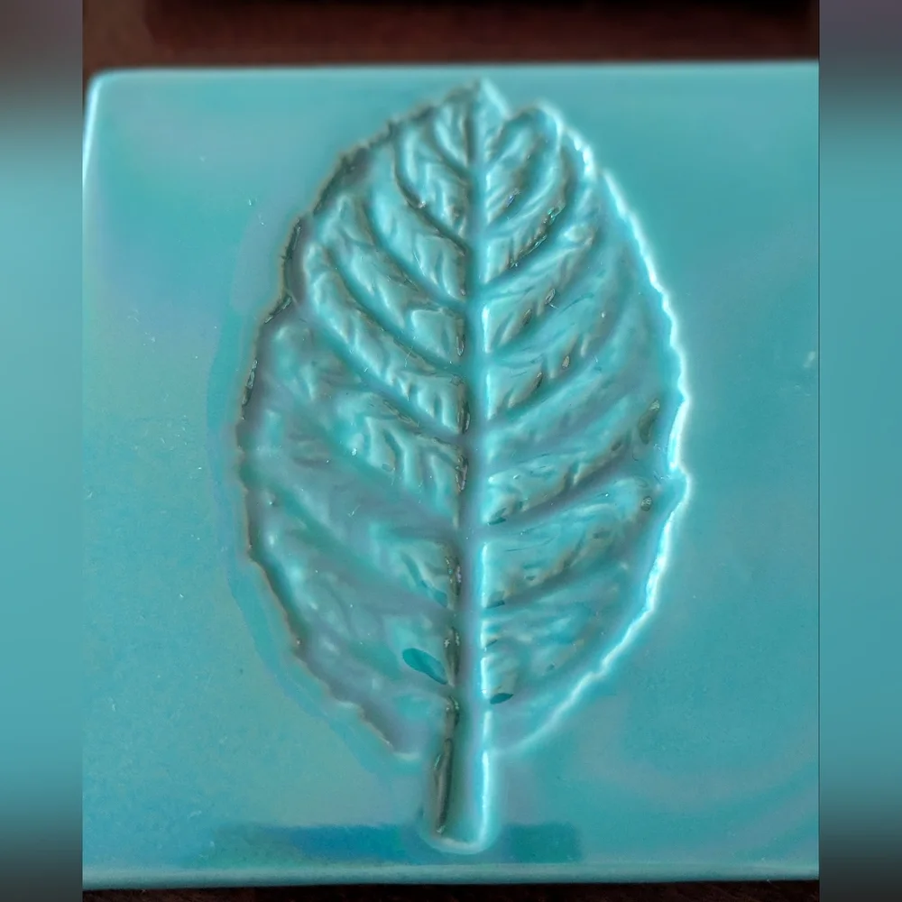 Crate&Barrel Set Of 6 Embossed Irredescent Leaf Coasters Italy